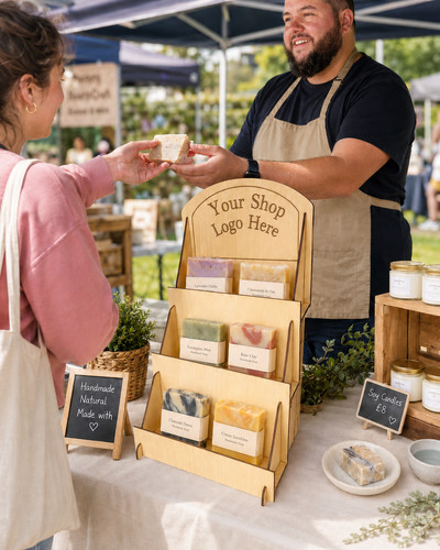 Tier wooden card display - card,